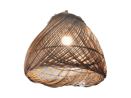 Suspension artisanale XL Éclosion renforcée en fibres naturelles, idéale pour des espaces professionnels.