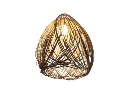 Suspension artisanale L Éclosion en fibres naturelles, luminaire élégant pour un éclairage design et chaleureux.