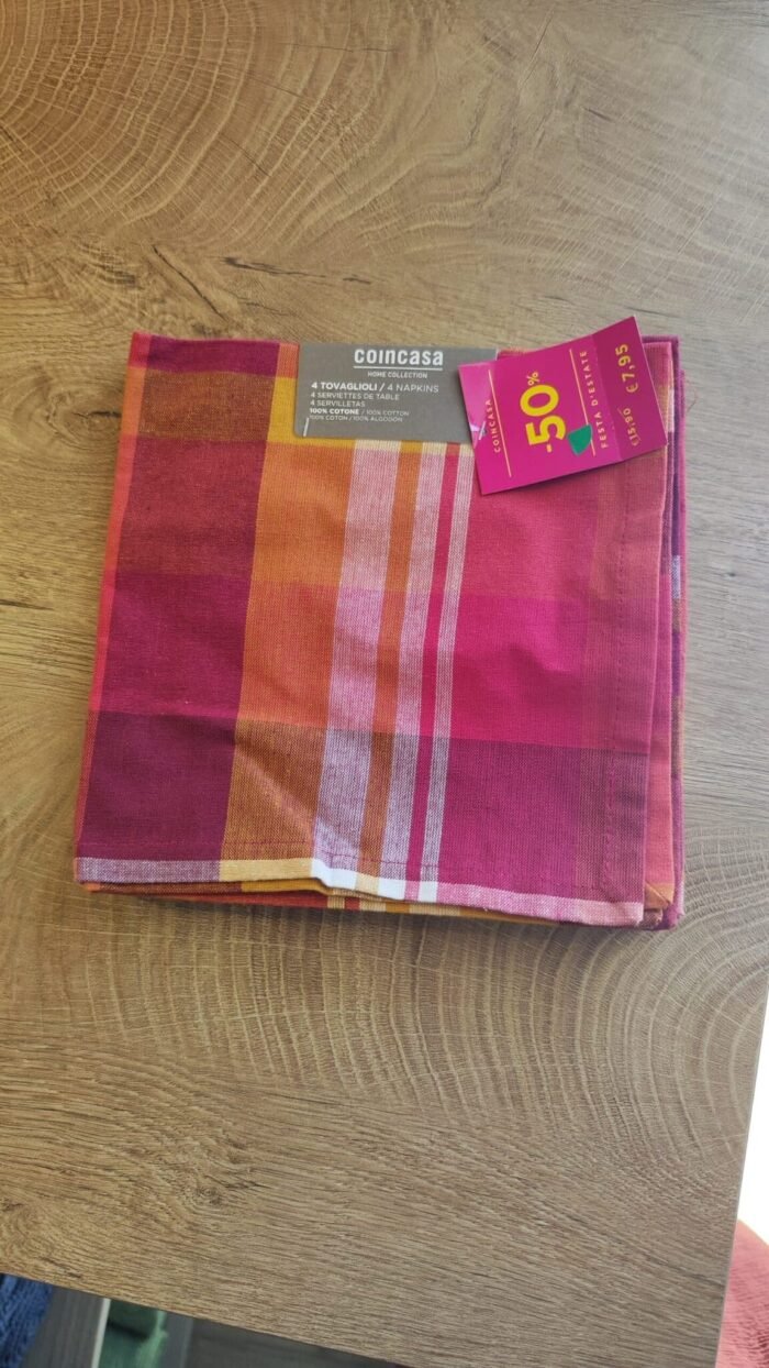 Lot de 4 serviettes de table motif madras