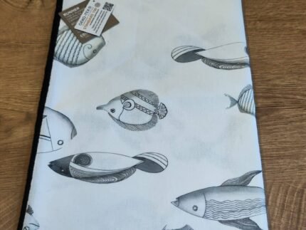 Chemin de Table Blanc Motif Poissons - 140 x 40 cm – Image 4