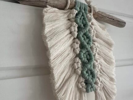 Décoration Murale en Macramé avec 4 Nœuds - Coloris Personnalisable (Modèle Vert Feuille) – Image 4