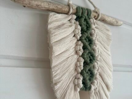 Décoration Murale en Macramé avec 4 Nœuds - Coloris Personnalisable (Modèle Vert Feuille) – Image 7