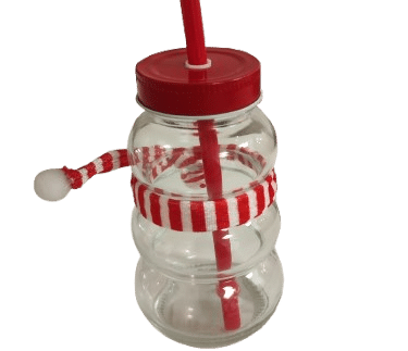 Bouteille en Verre avec Paille - Motif Bonhomme de Neige - 500 ml - Accessoire Festif pour Boissons de Noël – Image 2