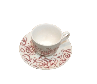 Tasse Expresso en Céramique avec Soucoupe - Motif Roses - Élégance Florale pour la Pause Café – Image 2