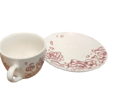 Tasse Expresso en Céramique avec Soucoupe - Motif Roses - Élégance Florale pour la Pause Café – Image 3