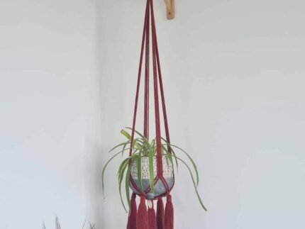 Suspension pour plantes 'Pompons' – Coton bio et bambou (Plusieurs coloris disponibles) – Image 6