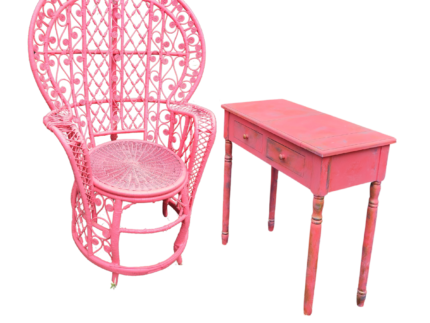 Fauteuil Paon Rose + console en Location – Image 1