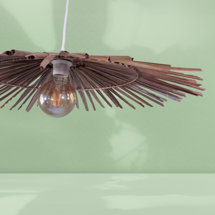 Suspension Luminaire Fibres Naturelles – Modèle "Parasol Coco" | Opalme | La Réunion m zoom