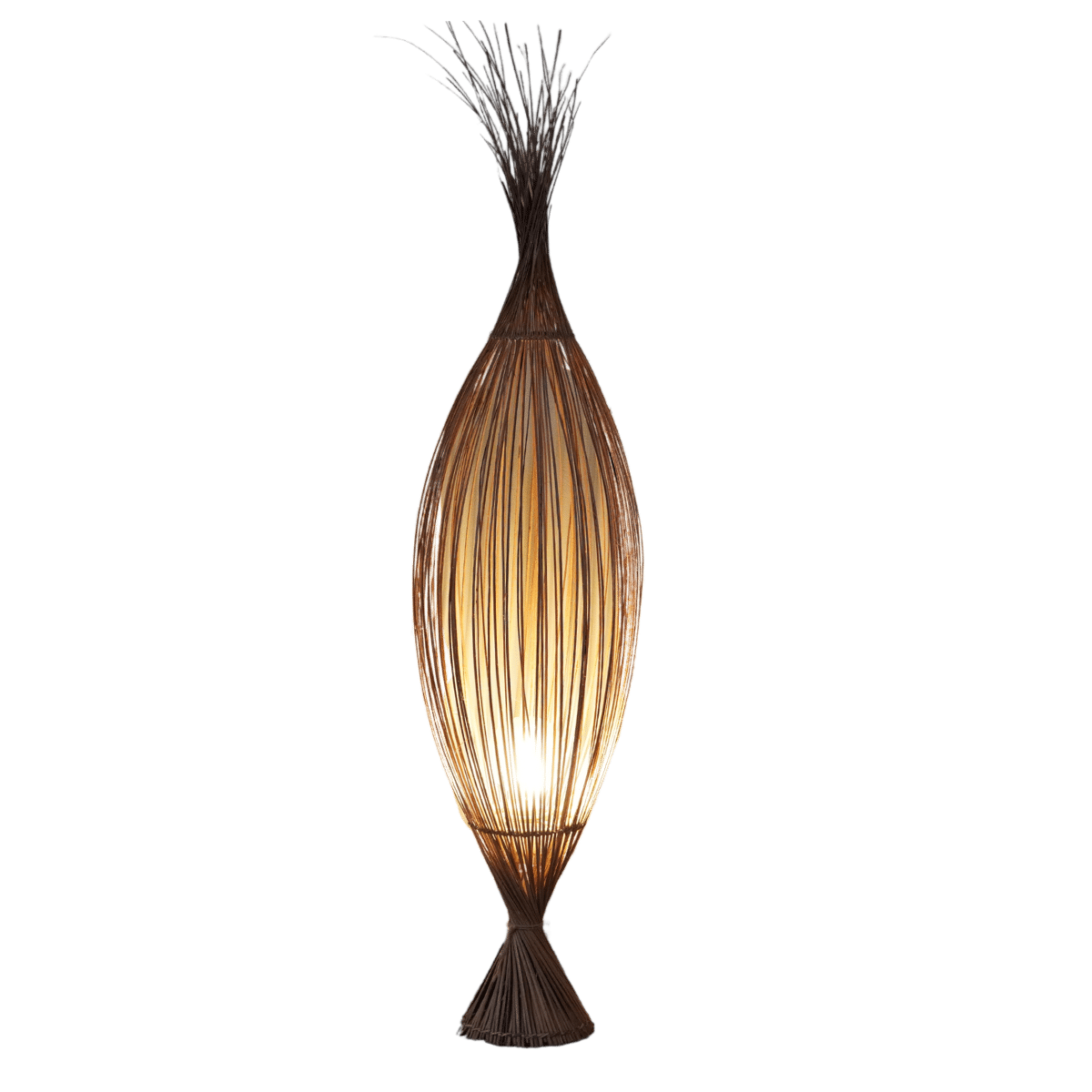 Lampe à Poser 'Espadon' en fibres naturelles, modèle Opalme, fabriquée à La Réunion. Design naturel et minimaliste, idéal pour une déco chaleureuse et écoresponsable.