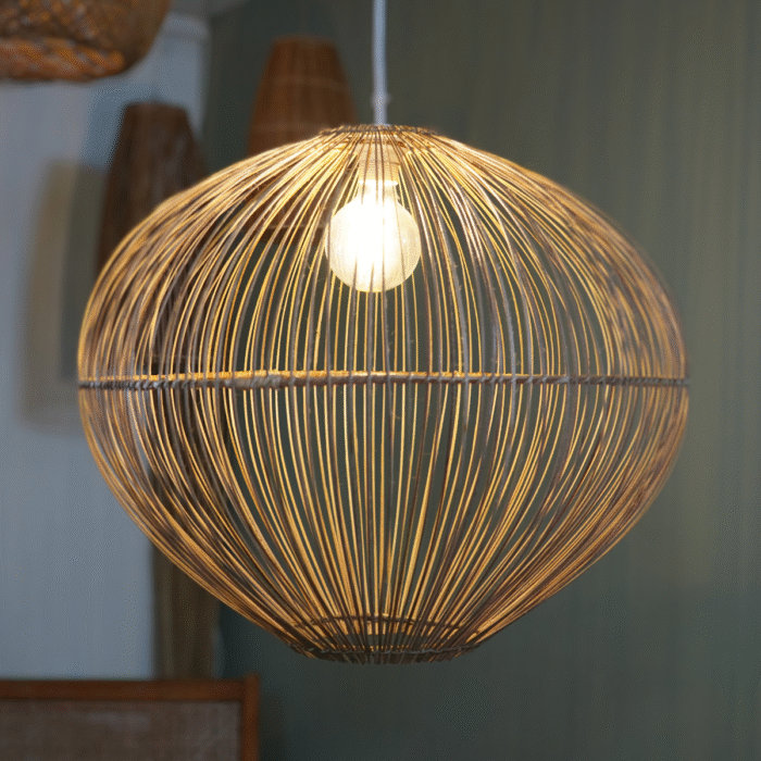 Suspension Luminaire "Montgolfière" – Modèle en Fibres Naturelles | Opalme | La Réunion mise en scène 4