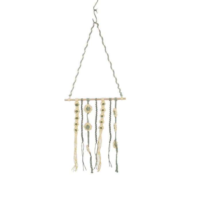 Suspension macramé "Bouton d'Or" - Décoration Murale Unique | La Réunion Suspension macramé "Bouton d'Or" - Décoration Murale Unique | La Réunion