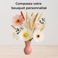 Bouquet Personnalisé 3 Fleurs en Papier Crépon & Fleurs Séchées – Murmure des Pétales | La Réunion