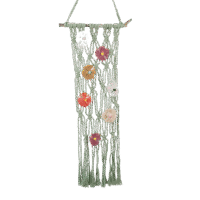 Suspension macramé artisanale vert bois flotté – décoration murale La Réunion