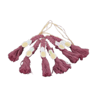 rond de serviette macramé artisanaux en coton, couleurs moutarde, parme et gris, décoration de table bohème fabriquée à La Réunion par La Fée Flores