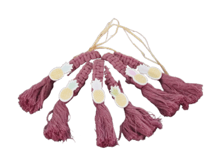 rond de serviette macramé artisanaux en coton, couleurs moutarde, parme et gris, décoration de table bohème fabriquée à La Réunion par La Fée Flores