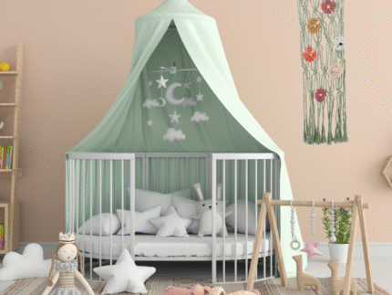 Suspension macramé artisanale vert bois flotté – décoration murale La Réunion 1