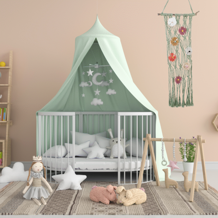 Suspension macramé artisanale vert bois flotté – décoration murale La Réunion 1