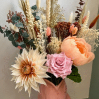 Bouquet Personnalisé 3 Fleurs – Cadeau Poétique en Papier Crépon & Fleurs Séchées | La Réunion