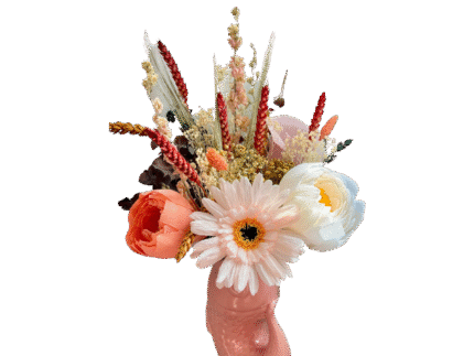 Bouquet Personnalisé 3 Fleurs en Papier Crépon & Fleurs Séchées – Murmure des Pétales | La Réunion – Image 4
