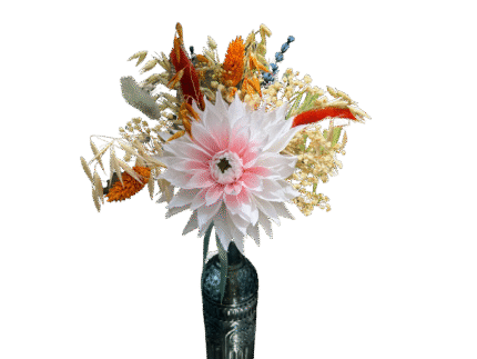 Bouquet Personnalisé 3 Fleurs en Papier Crépon & Fleurs Séchées – Murmure des Pétales | La Réunion – Image 5