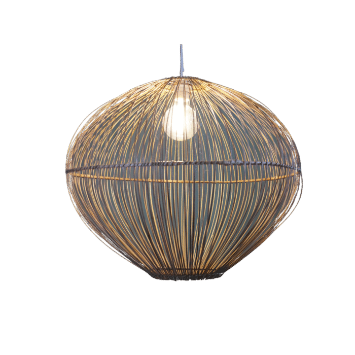Suspension Luminaire "Montgolfière" – Modèle en Fibres Naturelles | Opalme | La Réunion Suspension Luminaire 'Montgolfière' en fibres naturelles, modèle Opalme, fabriquée à La Réunion. Design organique, parfait pour des décors naturels et contemporains.