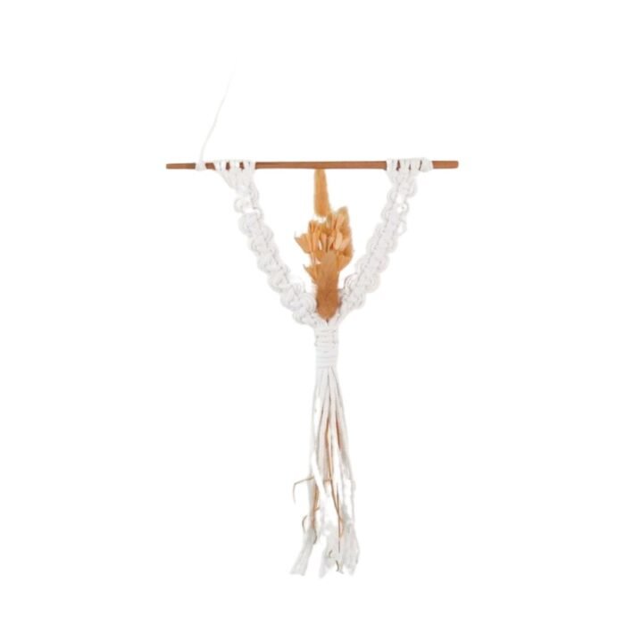 suspensions macramé soliflore murale (1) Suspension macramé artisanale Soliflore en coton et fleurs séchées, décoration murale bohème fabriquée à La Réunion par La Fée Flores