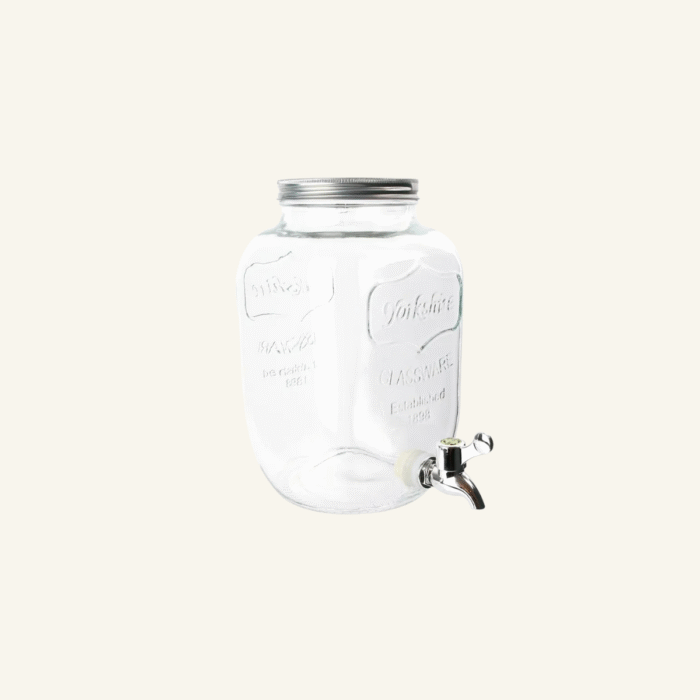 distributeur de boisson en verre 4 litres à louer pour mariage ou brunch