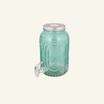 fontaine à boisson 3L en verre vert avec robinet chromé – location événement