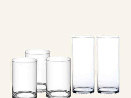 Lot de vases tubes cylindriques en verre pour décoration de table mariage à La Réunion