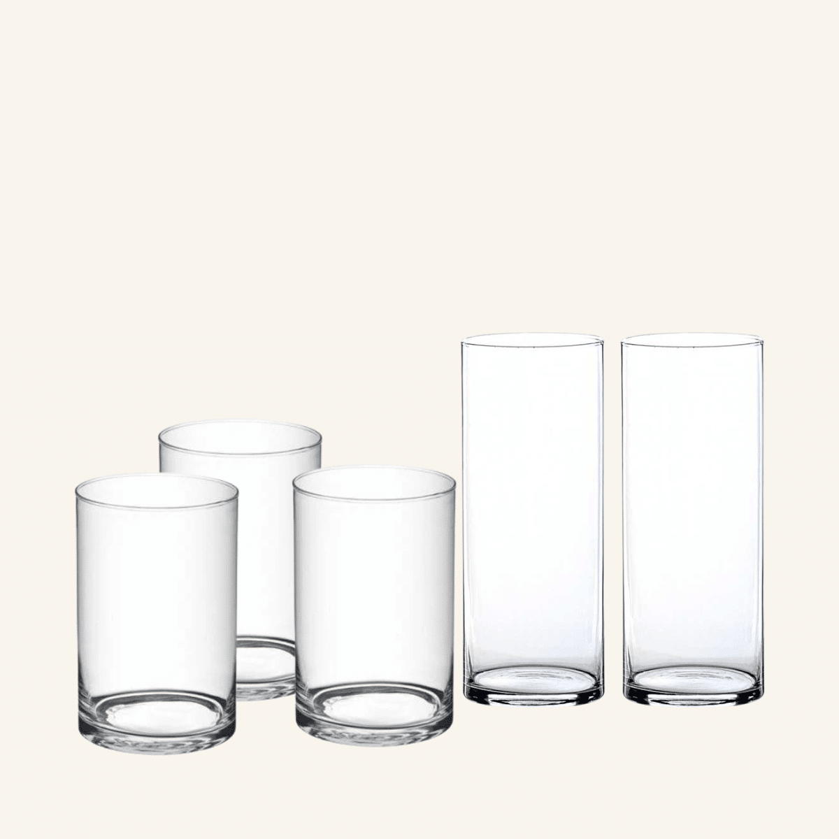 Lot de vases tubes cylindriques en verre pour décoration de table mariage à La Réunion